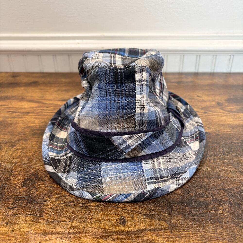 Tommy Bahama La Marque Trilby Fedora Blue Plaid Madras Cotton Summer Vacation - Picture 2 of 10